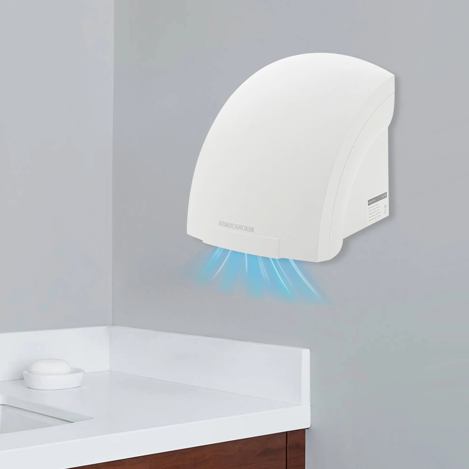Electric Infrared Sensor Hand Dryer 1200W High Efficiency Automatic Commercial Compact Air Hand Dryer for Home Restrooms Office