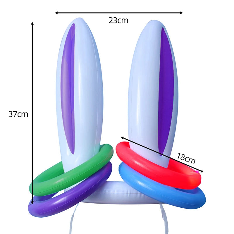 Bunny Ears Inflatable Ring Toss Party Games Kids Holiday Birthday Activity Social Indoor Outdoor Parent-child Interaction Toys