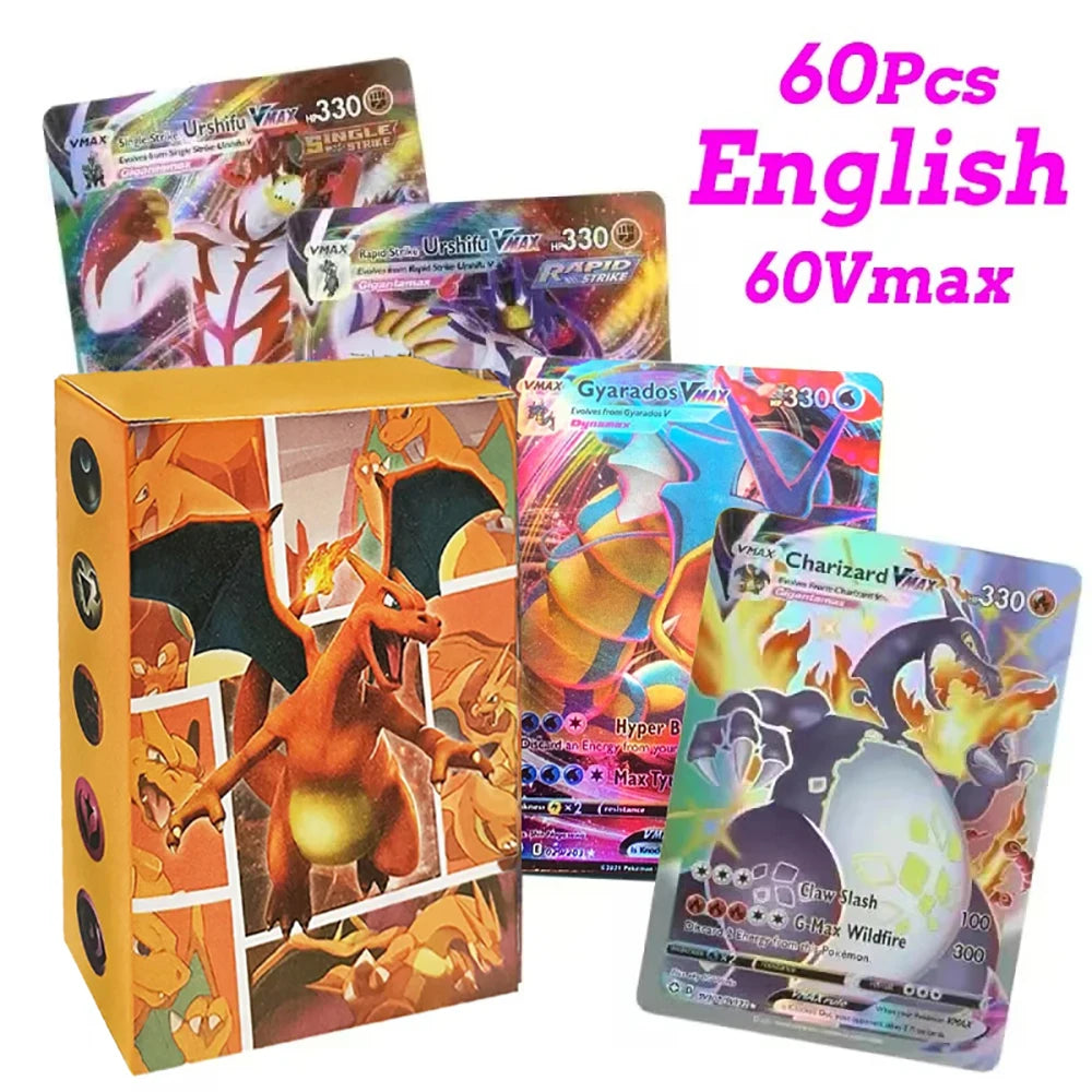 60-100Pcs New English French Spanish Pokemon Cards GX MEGA EX TAG TEAM Vstar Game Battle Card Hot Sale Collection Card Kids Gift