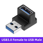 NNBILI USB3.0 Male to Female Right Angle Extension Adapter USB Upward Elbow 90 Degree Adapter 10Gbps For Laptop PC Connector