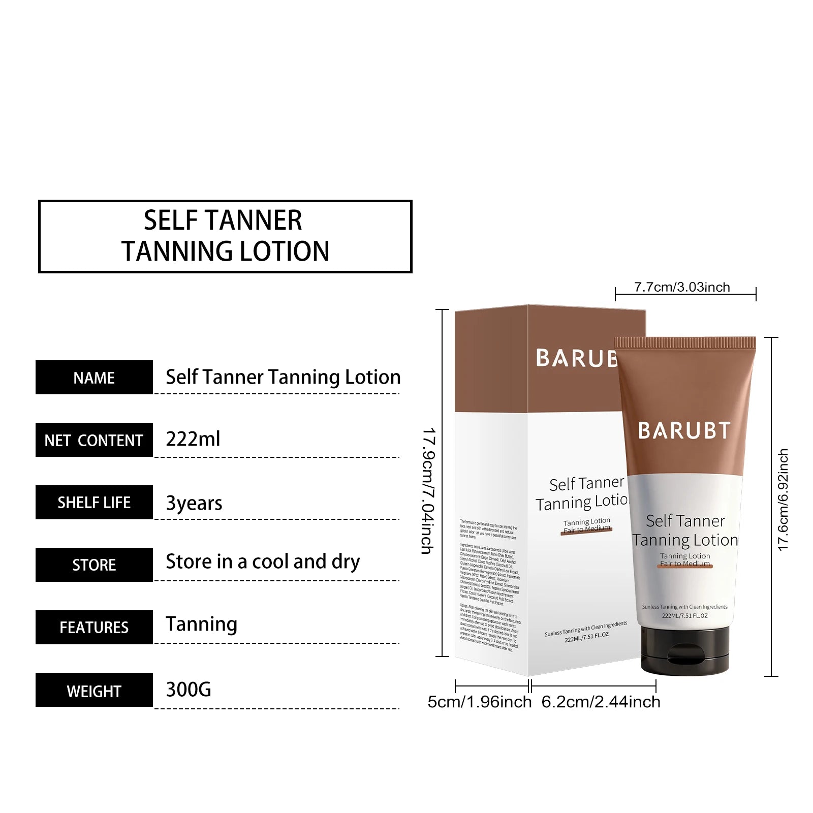 Self-Tanning Cream Intensive Tanning UV Protective Waterproof Long Lasting Sunless Even Skin Tone Moisturize Body Bronzer Lotion
