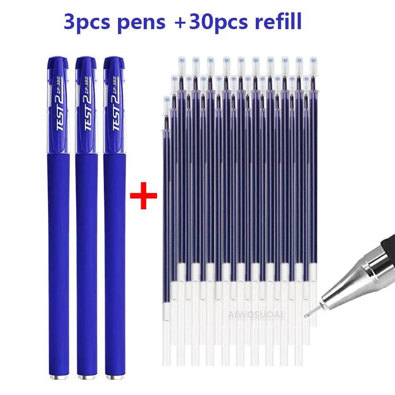 Gel Pens Set 0.5mm Black Blue Red Refill Gel Pen Bullet Tip School & Office Supplies Stationery Kawaii Accessories Stationery
