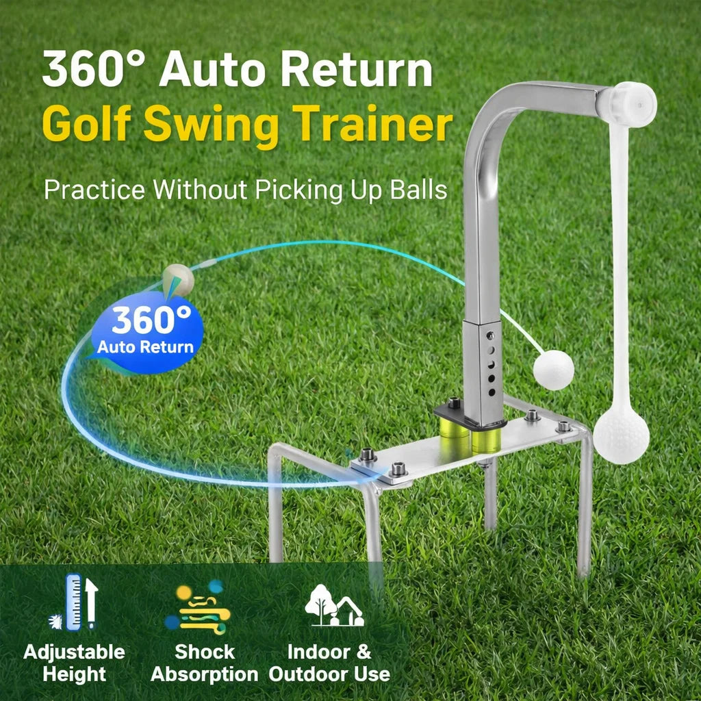 Golf Swing Trainer with 360° Auto Return Adjustable Height Golf Training Aid for Indoor Outdoor Practice Main image