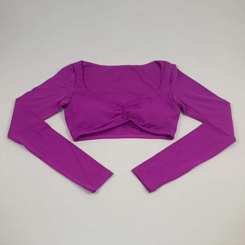 Quick Drying Breathable Short Yoga Sexy Clothes For Women Nude Feeling Fitness Tops Slim Fit Exercise Running Clothes