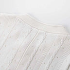 Summer Solid Round Neck Short Sleeved Office Lady Knitted Dress Women Korean Single Breasted Hollow Out Long Dress Fashion Trend