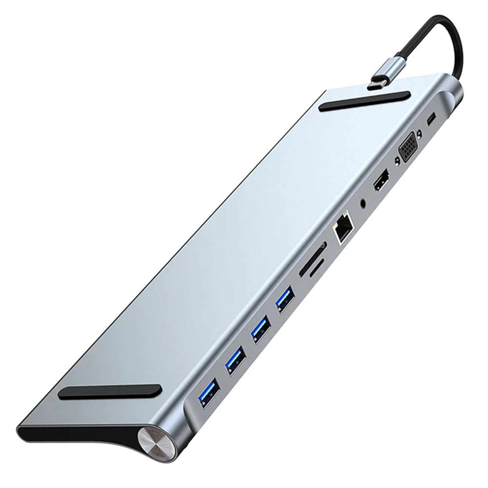 11 in 1 USB C Docking Station with 4K HDMI-Compatible VGA Ethernet USB C Dock 100W PD SD/TF Audio Type C Hub 1* USB 3.0 3*USB2.0