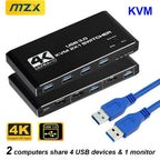 MZX 2-In-1-Out KVM Switch 4K 60Hz HDMI-compatible USB 3.0 Hub Switcher Docking Station Dock Computers PC Share Keyboard Printer