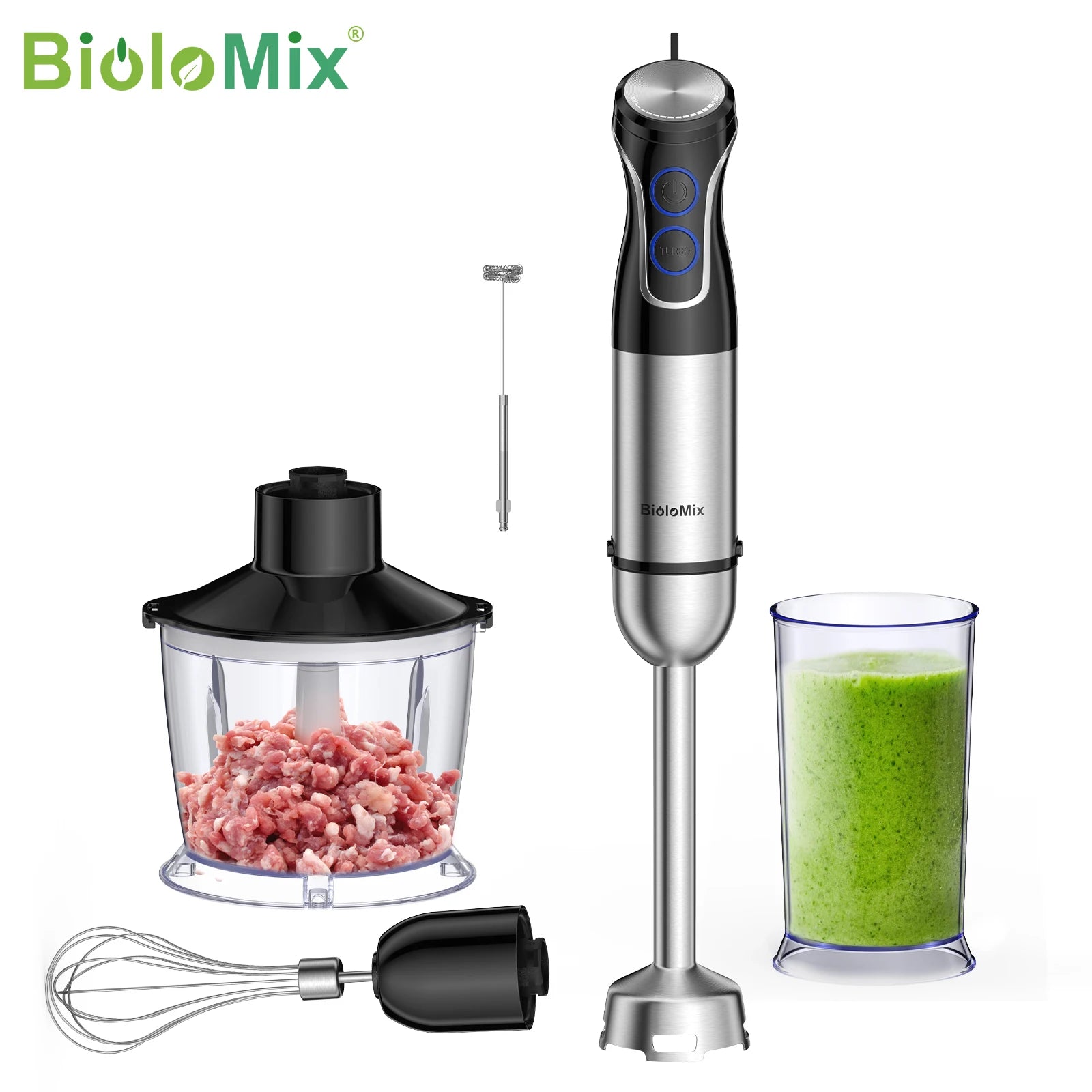 BioloMix 5 in 1 Immersion Hand Blender,1500W Blender with 304 Stainless Steel Blade,Food Processor,Smoothies Puree Baby Food Ürün ana görseli