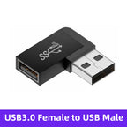 NNBILI USB3.0 Male to Female Right Angle Extension Adapter USB Upward Elbow 90 Degree Adapter 10Gbps For Laptop PC Connector