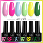 LILYCUTE 7ML 6PCS Neon Gel Nail Polish Set fluorescent Series Color Changing Semi Permanent Soak Off Manicure kit Nail Art Gel