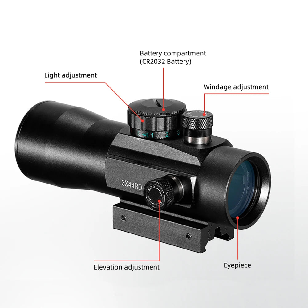 3X44 Green Red Dot Sight Scope 2X40 Red Dot 3X42 Tactical Optics Riflescope Fit 11/20mm Rail 1X40 Sight for Hunting