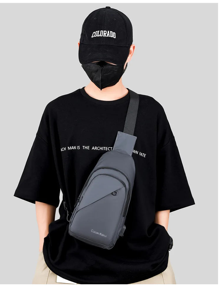 Men's Fashionable Casual Chest Bag Outdoor Cycling Waterproof Durable Sports Backpack Trendy Versatile Portable Crossbody Bag