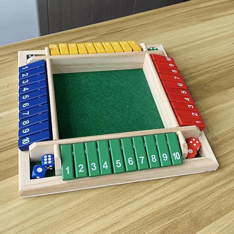 Four-Sided Flip Card Games Intellectual Educational Game Box Dice Toys Parent-Child Games Shut Wooden Number Game Board Games