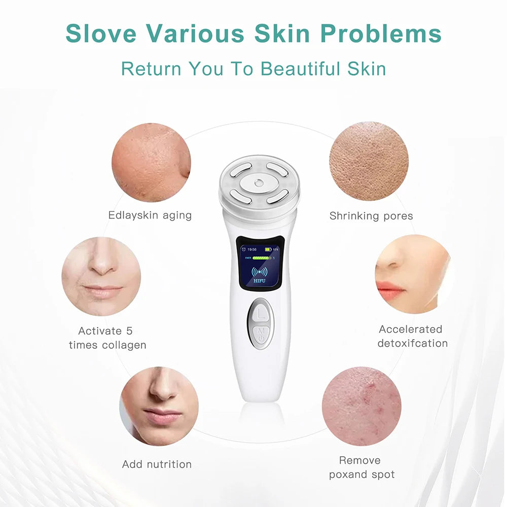 MINI HIFU 4th Generation Lifting Machine EMS Warm Ultrasound Facial Eye Massage Instrument Skin Firm Home Use Spa Beauty Devices