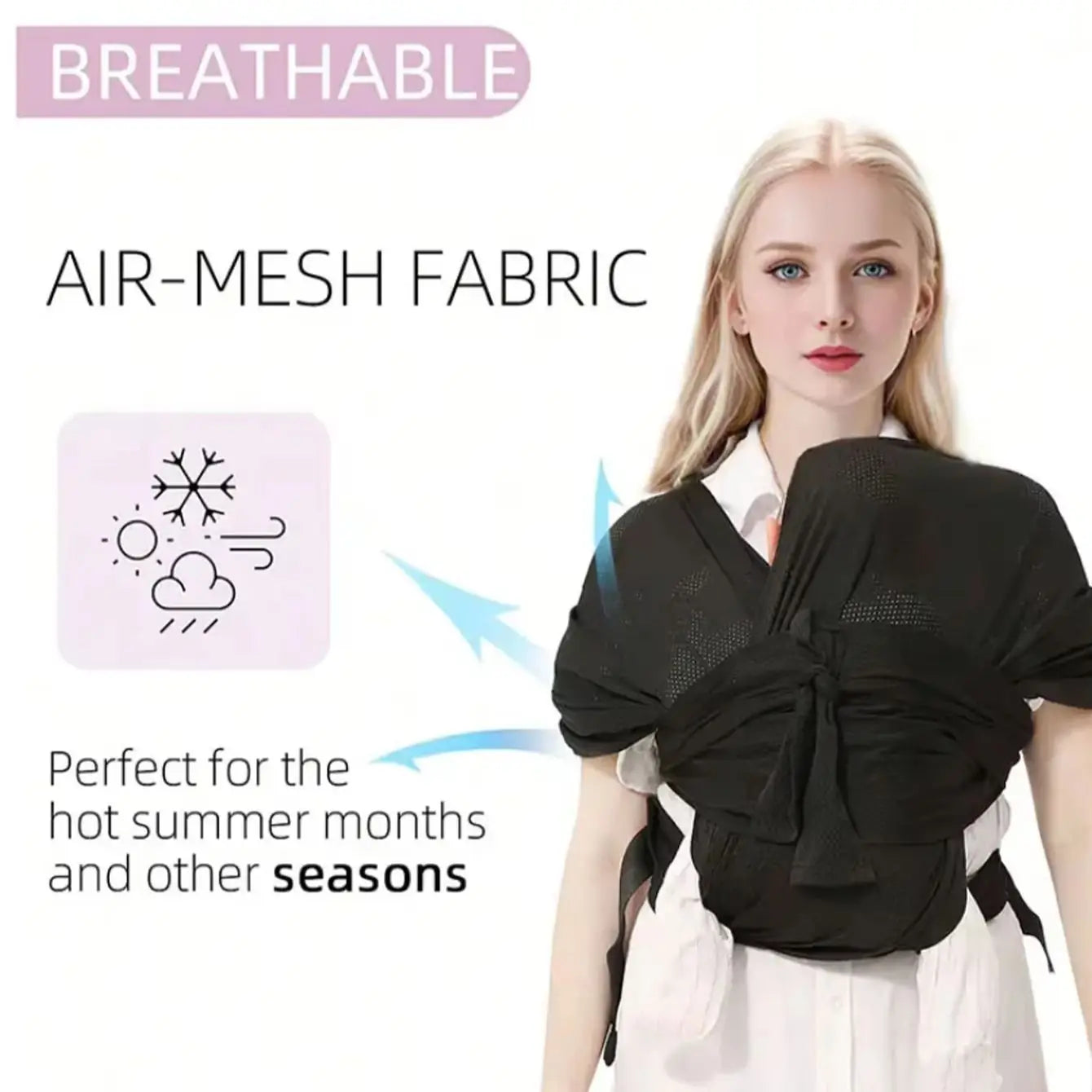 Adjustable Newborn Baby Sling Soft Breathable Air Mesh Carrier Infant Wrap Hipseat Gridding Cloth Wrap for Comfortable Wearing Ürün ana görseli