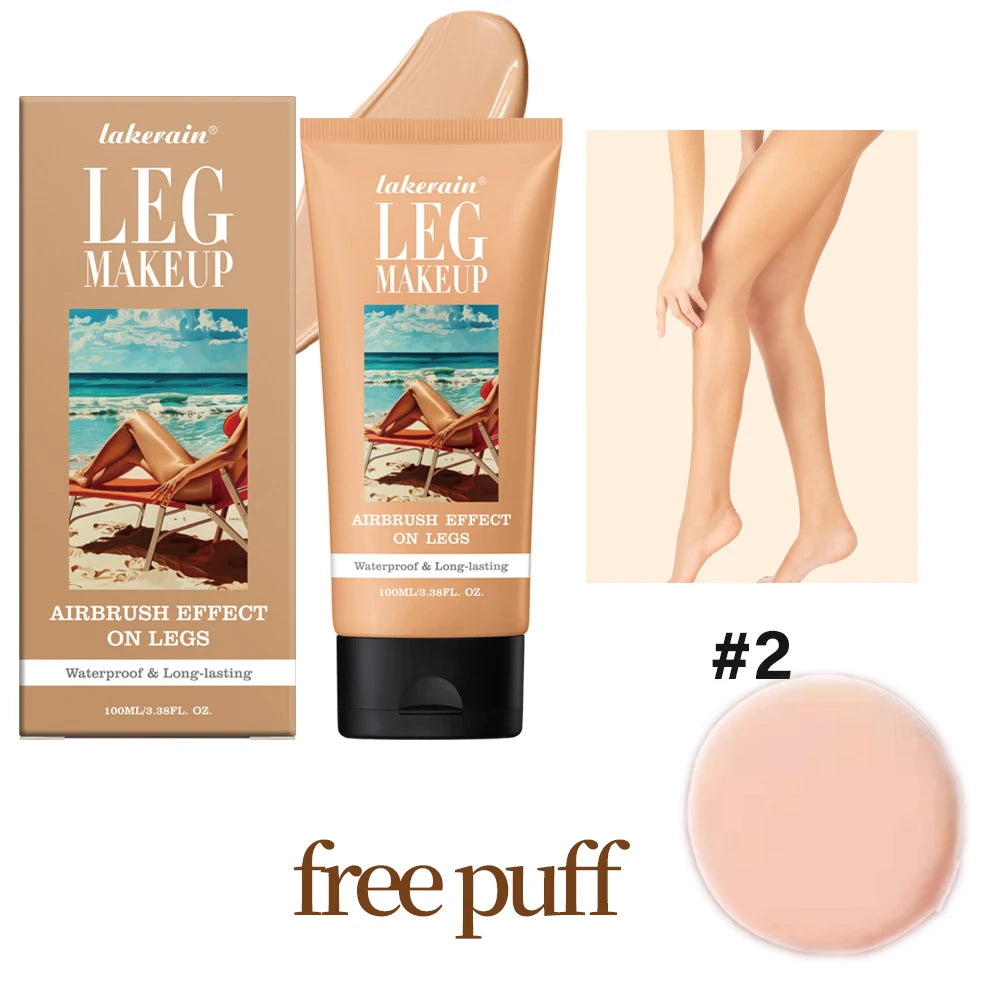 Waterproof Body Foundation With Free Powder Puff Bronze Leg Makeup Long Lasting Tanning Cream 100ml 3 Colors