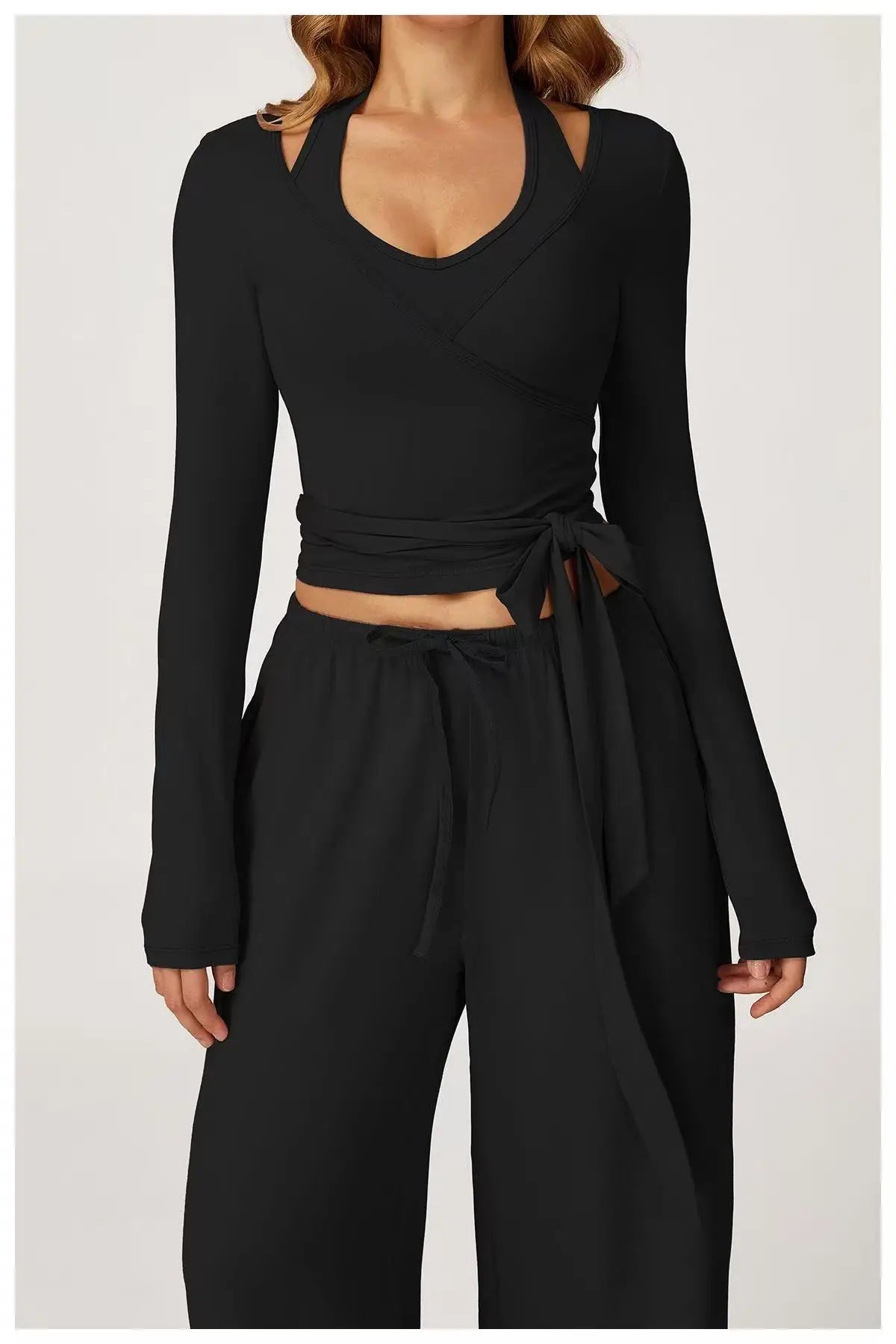 Yoga Clothing Cover-up for Women with Cross Straps, Slim Fit Sports Top, Fitness Long-sleeved and Beautiful Pilates Clothing