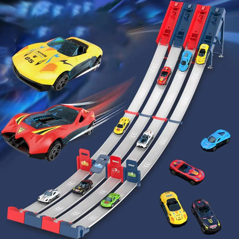 Kids Toy Racing Track Toy Vehicle with Alloy Car Slot Car Race Track Set Educational Game Boys Toys for 6 7 8-12 Years Boy Gifts