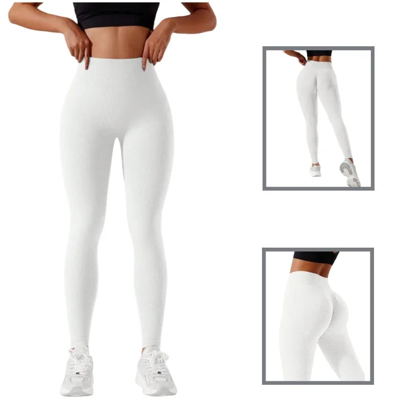 Women's High-Waisted Seamless Leggings, Quick-Dry Breathable Fabric, Four-Way Stretch Sporty Style for Yoga Cycling Running Ürün ana görseli