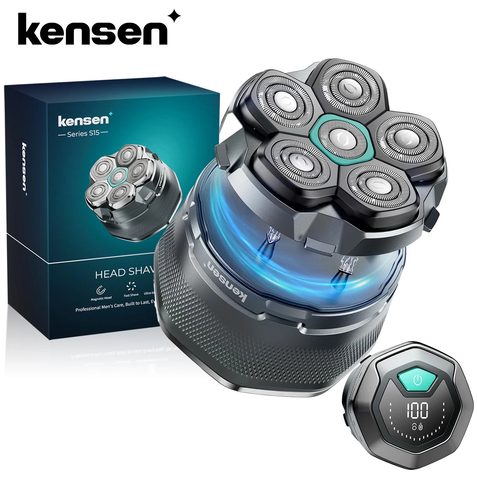 KENSEN 6D Magnetic Floating Electric Shaver for Men Wet/Dry Head Razor Hair Trimmer USB Rechargeable LED Display Beard Trimmers Ürün ana görseli