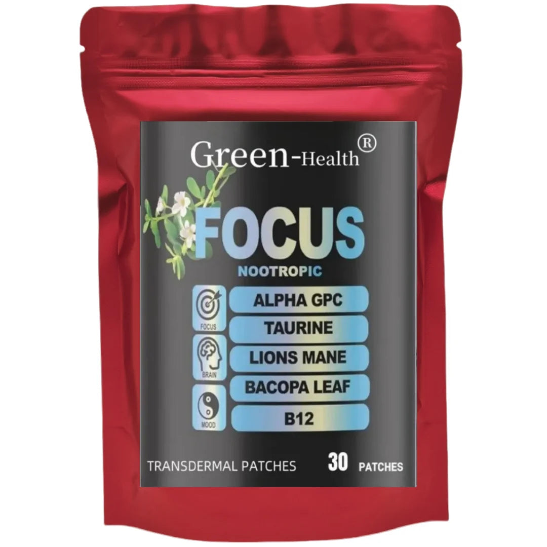 Nootropic Brain Transdermal Patches - Lions Mane Vitamin C & B12 Taurine Bacopa - Cognitive Function Support 30 Patches 6-in-1 Ürün ana görseli
