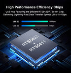 RSHTECH 10 in 1 USB C Hub 10Gbps USB-C with Individual Touch Switches Multiport Splitter Docking Station for MacBook Laptops PC