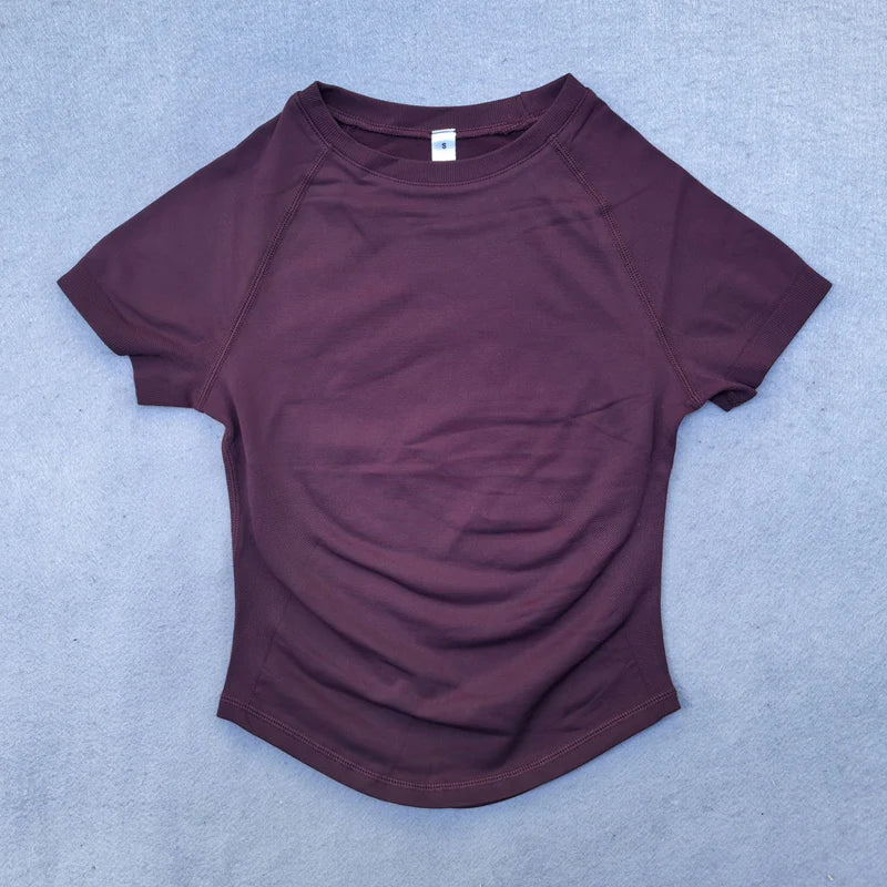 Seamless Yoga Top for Women Short Sleeve Gym Crop Top Light Weight Yoga Shirts Fitness Gym Shirts Stretchy Sports Shirts