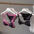 French Style Sweet Triangle Cup Lingerie Set Women Satin Lace Wireless Small Bust Gathered Thin Fabric Sexy Soft Underwear S-XL