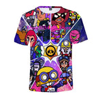 Boys Summer T-shirt Tees Brawl-Stars Anime Figures Leon Cartoon Characters Kids Cosplay Costumes Crow T Shirt Christmas Gifts