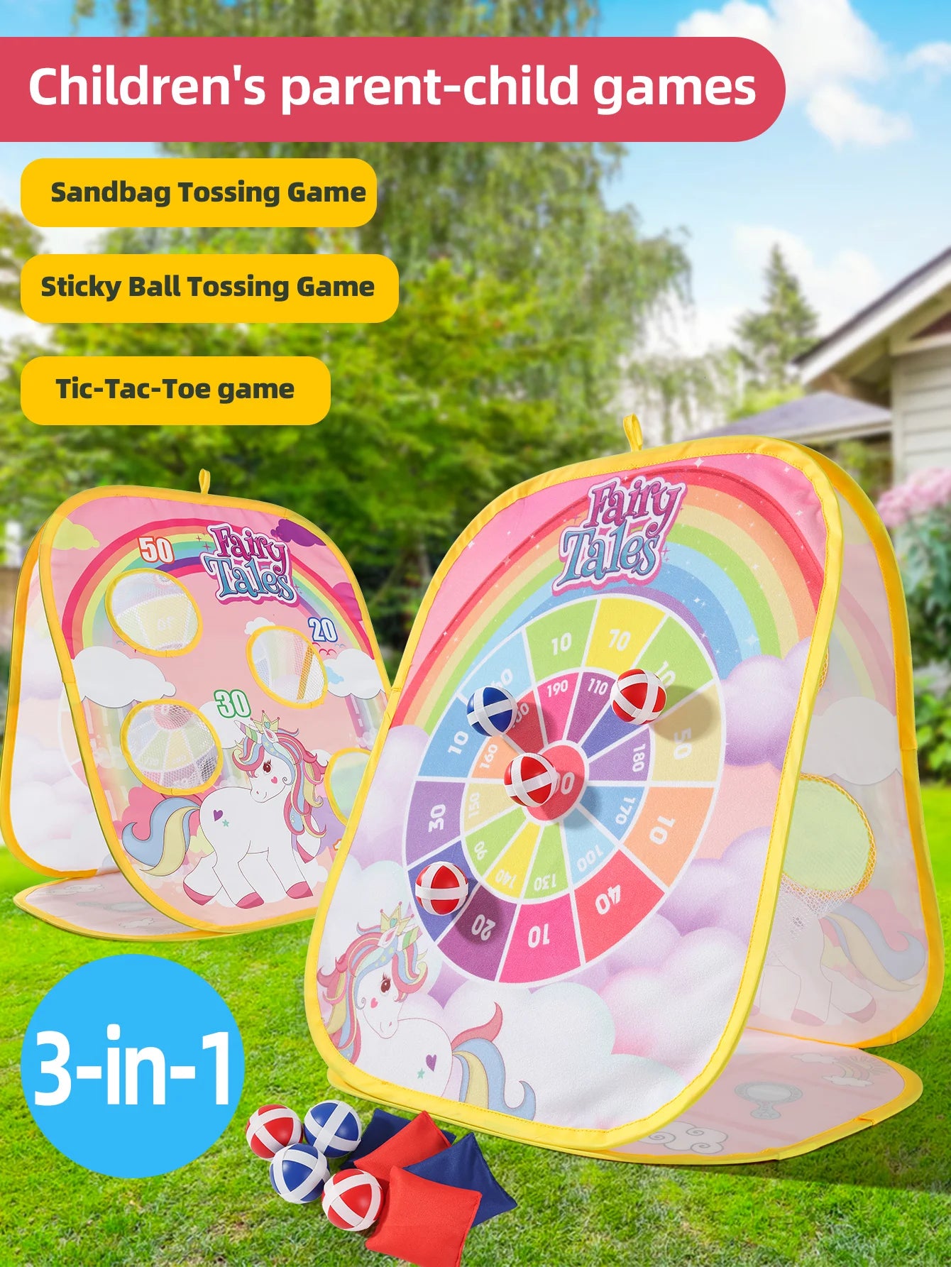 3-in-1 Kids Bean Bag Toss Game Set - Parent-Child Interactive Toy for School Sports, Birthday & Easter Party Favors Main image