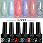 LILYCUTE 7ML 6PCS Neon Gel Nail Polish Set fluorescent Series Color Changing Semi Permanent Soak Off Manicure kit Nail Art Gel