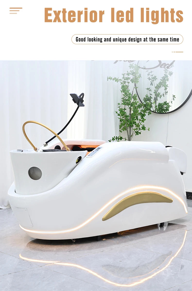 Electric adjustable hair spa chair head washing station shampoo massage bed for salon shop