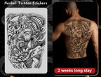 Magic Juice Ink Waterproof Tattoo Stickers Full Back Large Size Herbal Juice Temporary Tattoos Men Body Art Dragon Tiger