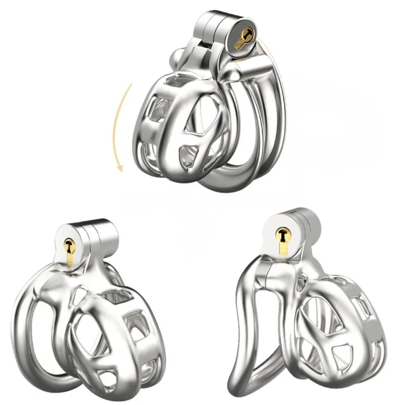 Stainless Steel Male Chastity Cage Cock Mamba Penis Ring Chastity Belt BDSM Erotic Urethral Lock Double-Arc Ring Sex Toy