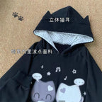 Ropa Cute Hoodies Coats Cartoon Cute Cat Ear Print Hooded Sweatshirts Y2K Tops Women Clothing Casual Zipper Loose New Hoodie