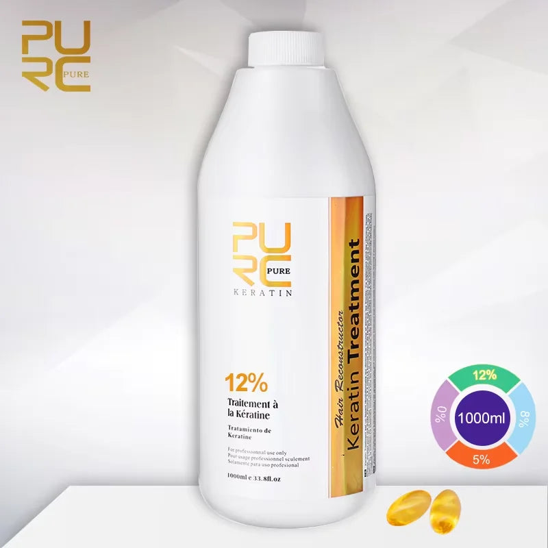 PURC 1000ml Keratin Hair Straightening Smoothing Treatment For Curly Frizzy Hair Care Brazilian Keratin Products Professional Ürün ana görseli