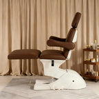 Multifunctional beauty salon equipment brown polyurethane leather 3 motor reclining electric massage face wash bed