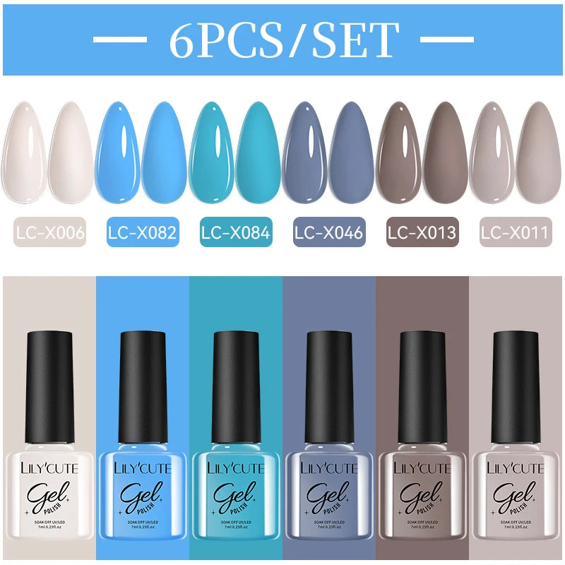 LILYCUTE Nail Gel Polish Set Pink Green Spring DIY Nail Art Design Long Lasting Soak Off UV Gel Manicure Painting Gel Vernis Kit