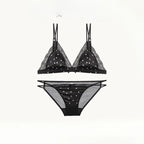 French Style Sweet Triangle Cup Lingerie Set Women Satin Lace Wireless Small Bust Gathered Thin Fabric Sexy Soft Underwear S-XL