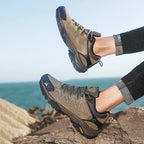 HIKEUP Leather Men Shoes for Men's Casual Shoes Fashion Waterproof Winter Luxury Designer Brand Work Boots Man Non-slip Sneakers