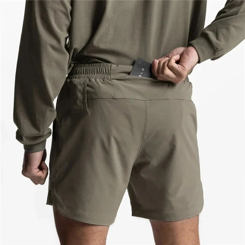 New Men's Running Quick Dry Fitness Gyms Shorts Mens Summer Short Pants Male Jogger Workout Beach Solid Color sports shorts men Ürün ana görseli