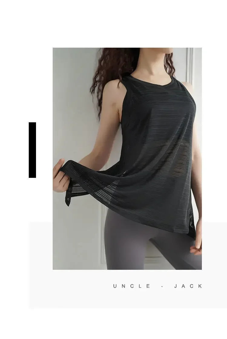 Sexy Sleeveless Backless Sports T-Shirt Women's Gym Tank Top Loose Sportswear Breathable Workout Tank Top Fitness Yoga Dance