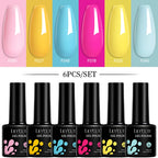 LILYCUTE 7ML 6PCS Neon Gel Nail Polish Set fluorescent Series Color Changing Semi Permanent Soak Off Manicure kit Nail Art Gel