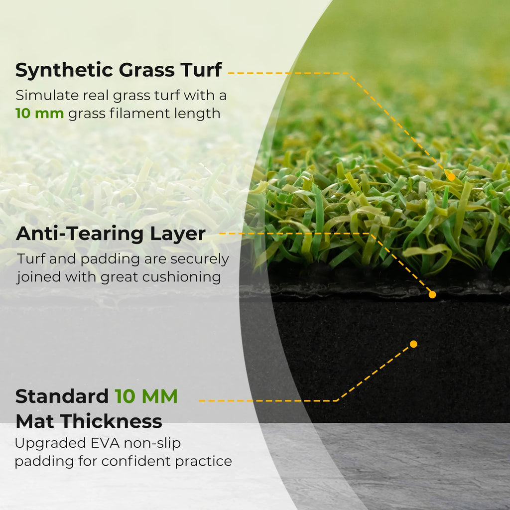 Golf Hitting Mat, 5 ft x 3 ft Artificial Turf Golf Practice Mat w/ 2 Golf Rubber Tees & 2 Alignment Sticks, Portable Golf