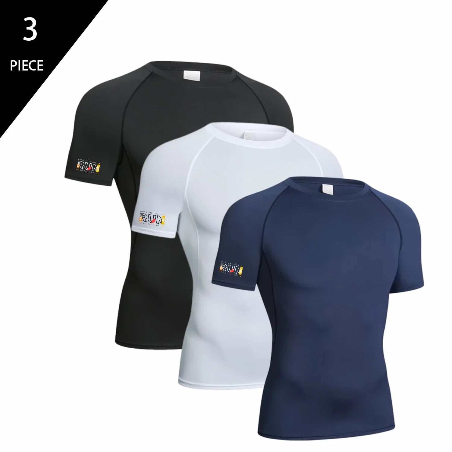 Men's Compression T-Shirt 3-Pack Quick Dry Running Gym Short Sleeve Sport Tops Elastic Breathable Athletic Tees Ürün ana görseli