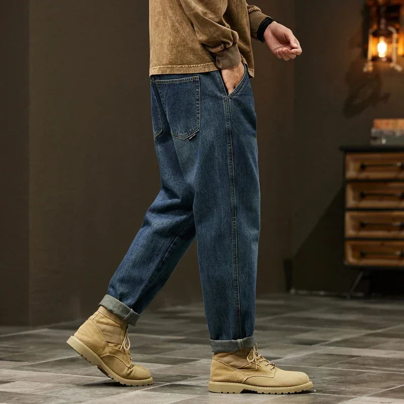 Men's 95% Cotton Jeans High Quality Loose Harem Pants Fashion Baggy Casual Outdoor Baggy Work Denim Pants Brand Men's Clothing