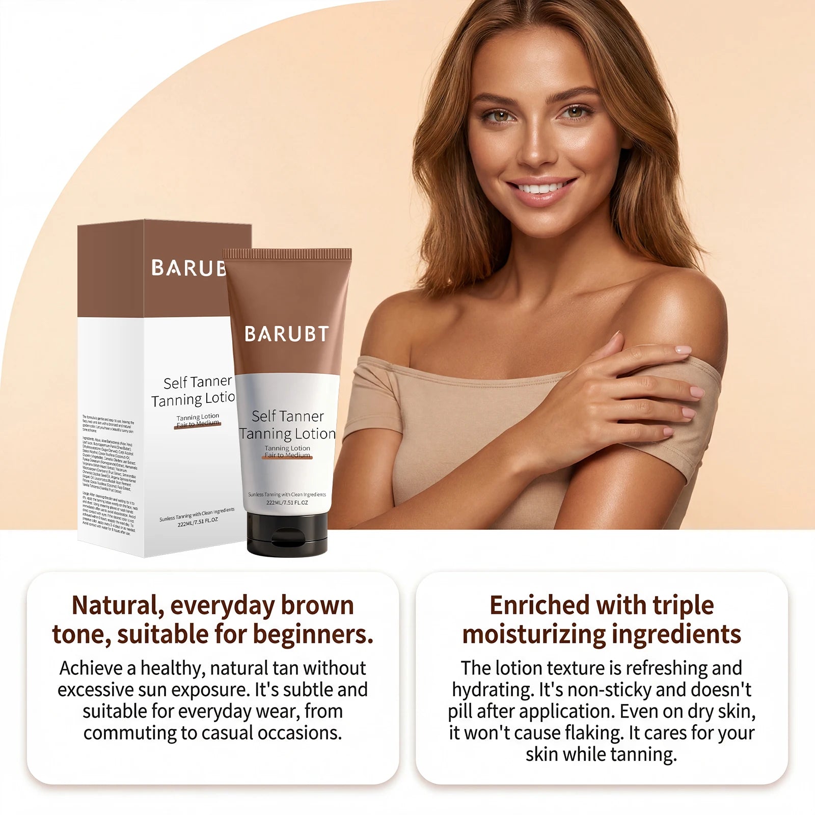 Self-Tanning Cream Intensive Tanning UV Protective Waterproof Long Lasting Sunless Even Skin Tone Moisturize Body Bronzer Lotion