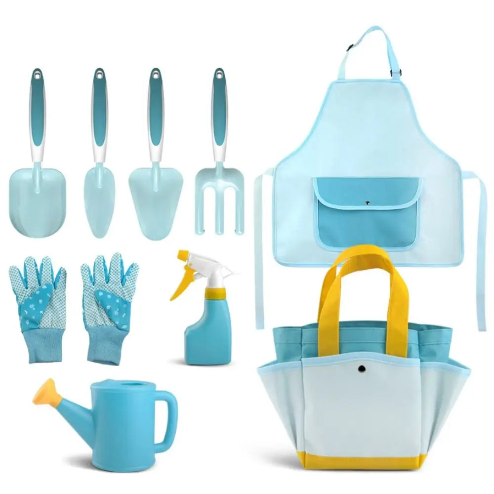 9PCS Candy Color Garden Tool Set Shovel Trowel Fork Watering Can Children Planting Kit Garden Loosening Soil Tools