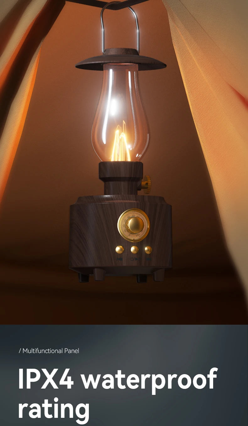 Retro Lamp Style Wireless Bluetooth Speaker with Portable FM Radio and USB Port Bluetooth 5.3 Suitable for Camping Home Decor