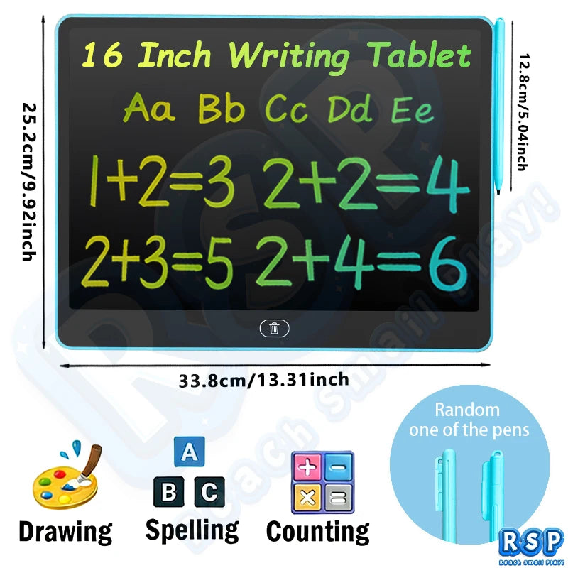 13/16 Inch LCD Drawing Tablet Writing Board Color Doodle Counting Practice Chalkboard Educational Toys For 3-12 Years Kids Gifts